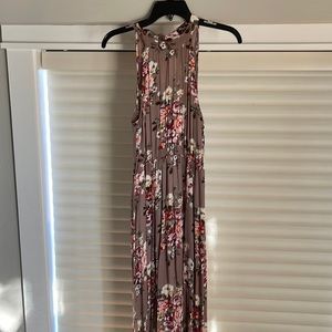 Brown Floral Halter Maxi Dress